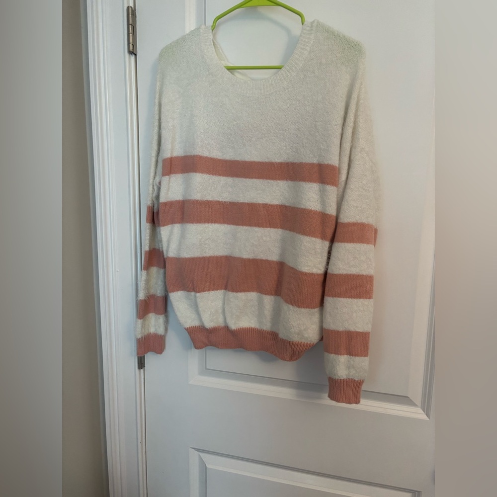 Striped Cream and Pink Sweater